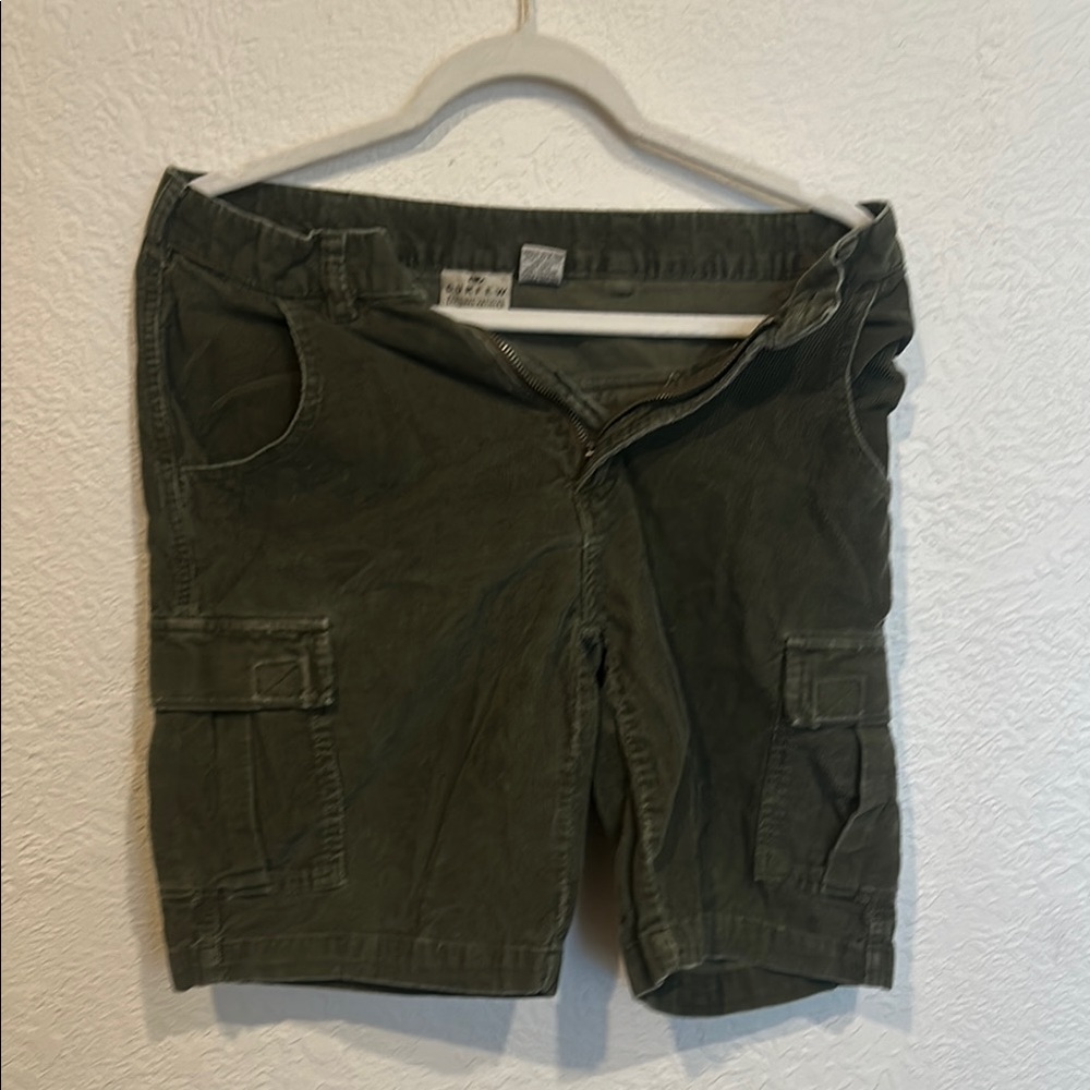 Curfew Green Cargo Shorts Knee-Length
